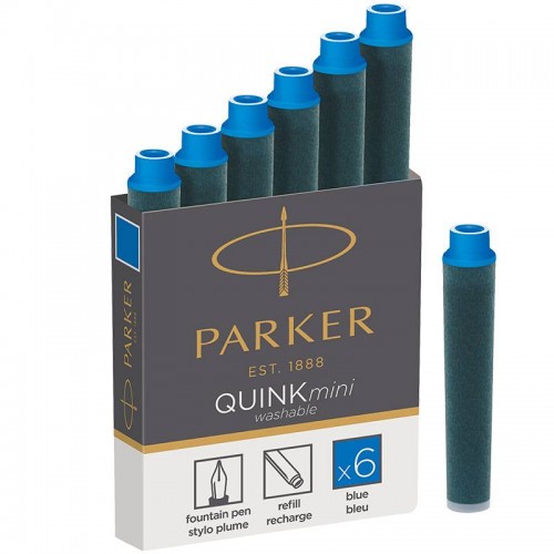 Синие неводостойкие картриджи Parker (Паркер) Quink Mini Cartridges Washable Blue 6шт в Самаре
