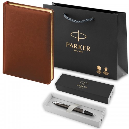 Набор Parker IM Core Dark Espresso CT из шариковой ручки и ежедневника коричневого цвета в Самаре