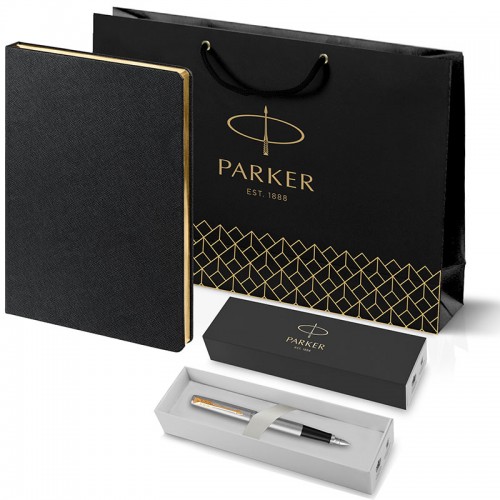 Набор Parker Jotter Stainless Steel GT из перьевой ручки и черного ежедневника недатированного в Самаре