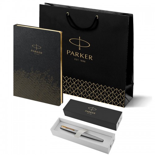 Набор Parker Jotter Stainless Steel GT из перьевой ручки и ежедневника недатированного черного цвета в Самаре