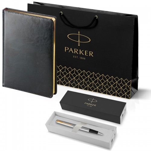 Набор Parker Jotter Stainless Steel GT из перьевой ручки и черного ежедневника в Самаре
