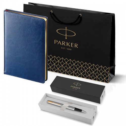 Набор Parker Jotter Stainless Steel GT из перьевой ручки и синего ежедневника недатированного в Самаре