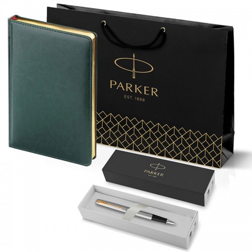 Набор Parker Jotter Stainless Steel GT из перьевой ручки и зеленого ежедневника недатированного в Самаре