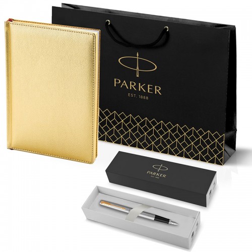Набор Parker Jotter Stainless Steel GT из перьевой ручки и золотого ежедневника недатированного в Самаре