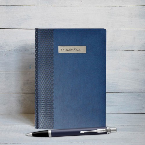 Набор Parker IM Metal Blue CT из шариковой ручки и ежедневника синего цвета в Самаре