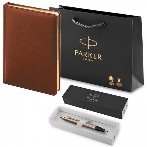 Набор Parker IM Brushed Metal GT из шариковой ручки и ежедневника коричневого цвета в Самаре